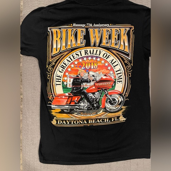 2018 Daytona Beach Bike Week Black T-Shirt Size Medium Trump - Picture 1 of 5